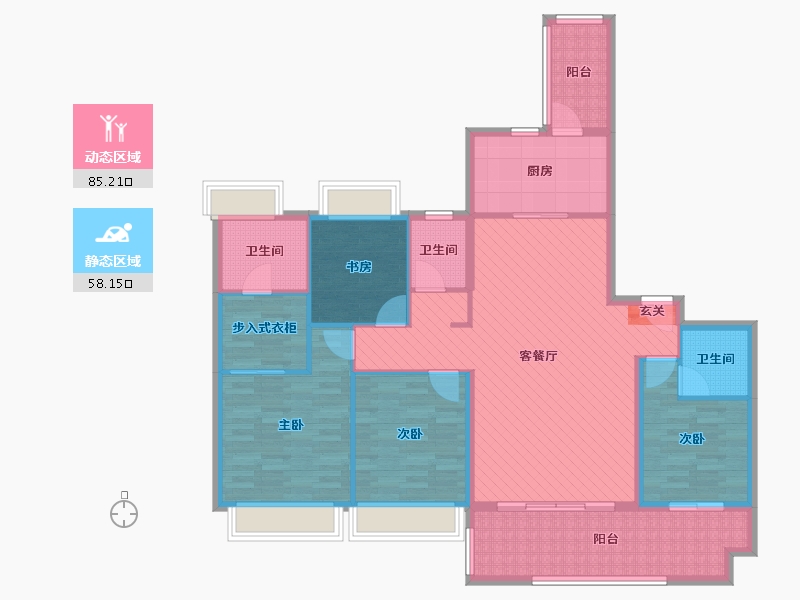 湖南省-怀化市-碧桂园-127.32-户型库-动静分区