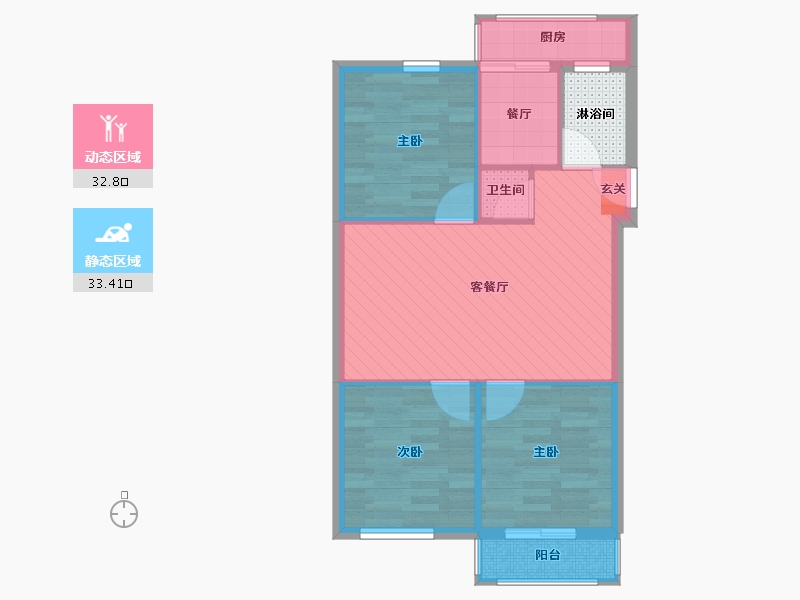 辽宁省-大连市-原始户型-61.55-户型库-动静分区