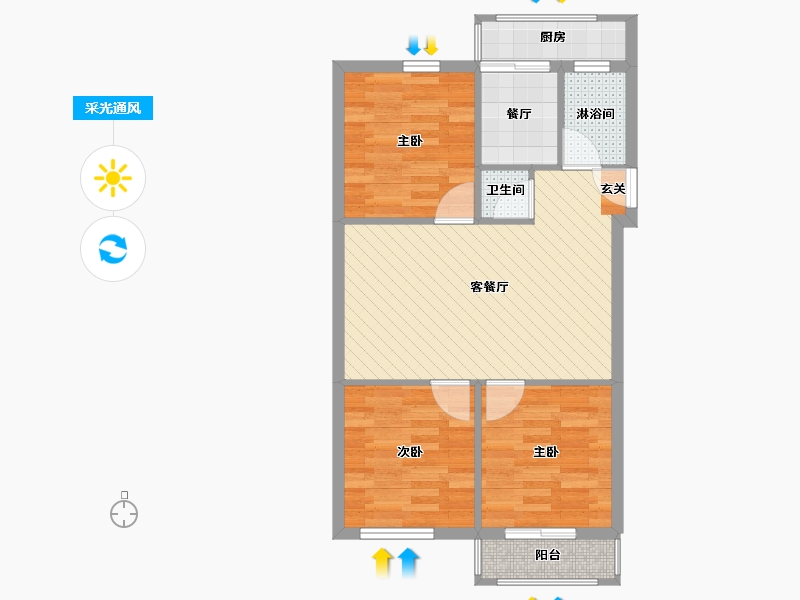 辽宁省-大连市-原始户型-61.55-户型库-采光通风