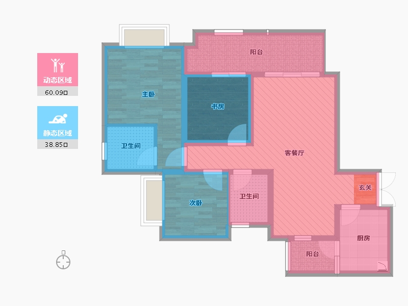 重庆-重庆市-渝开发格莱美城-85.03-户型库-动静分区