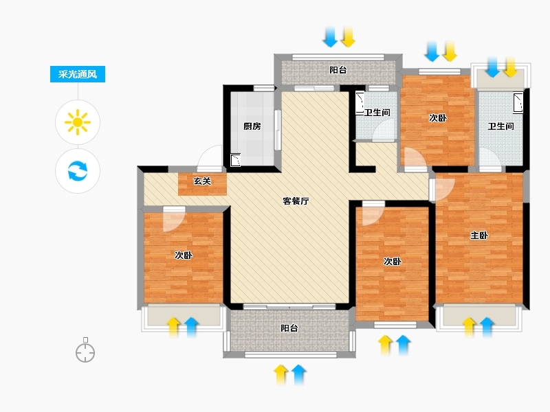 湖南省-永州市-碧桂园黄金时代-113.45-户型库-采光通风