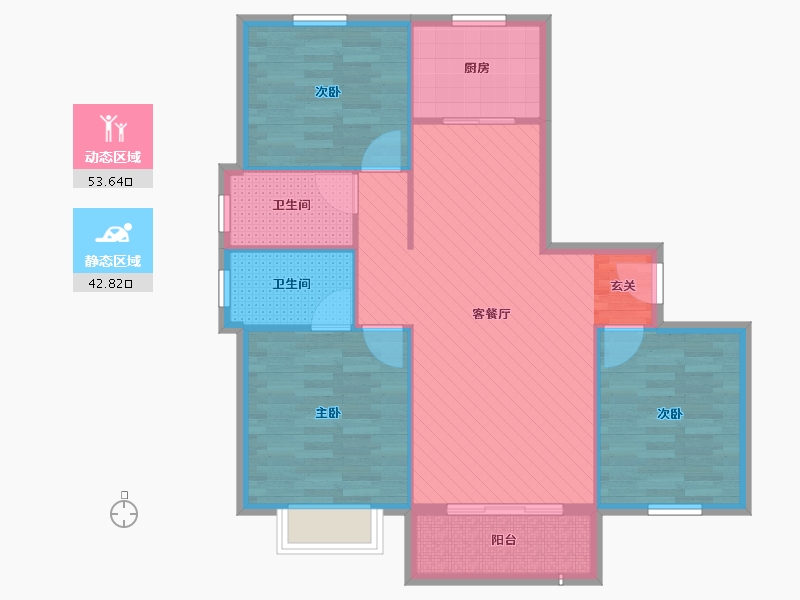 河北省-唐山市-塞纳城邦-86.59-户型库-动静分区