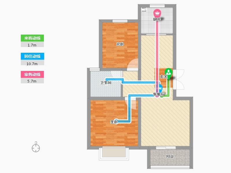 江苏省-苏州市-新华花园-63.99-户型库-动静线