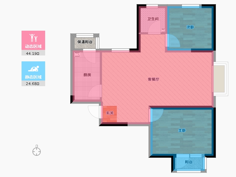 天津-天津市-昆俞家园-61.50-户型库-动静分区