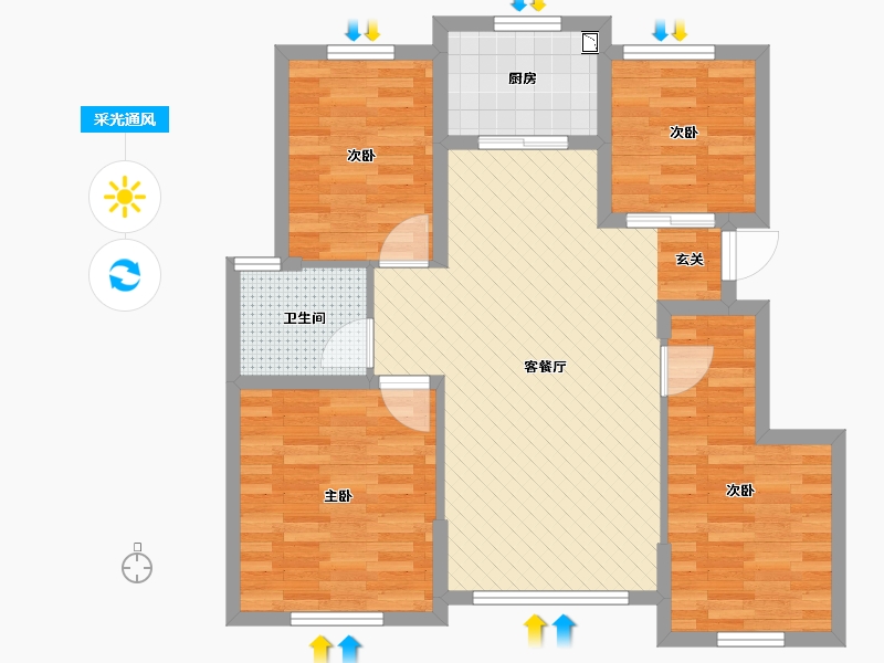 山东省-临沂市-翡翠星城-80.45-户型库-采光通风