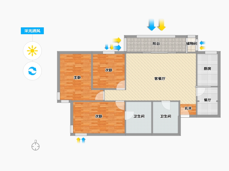 北京-北京市-华亭嘉园-D座-114.45-户型库-采光通风