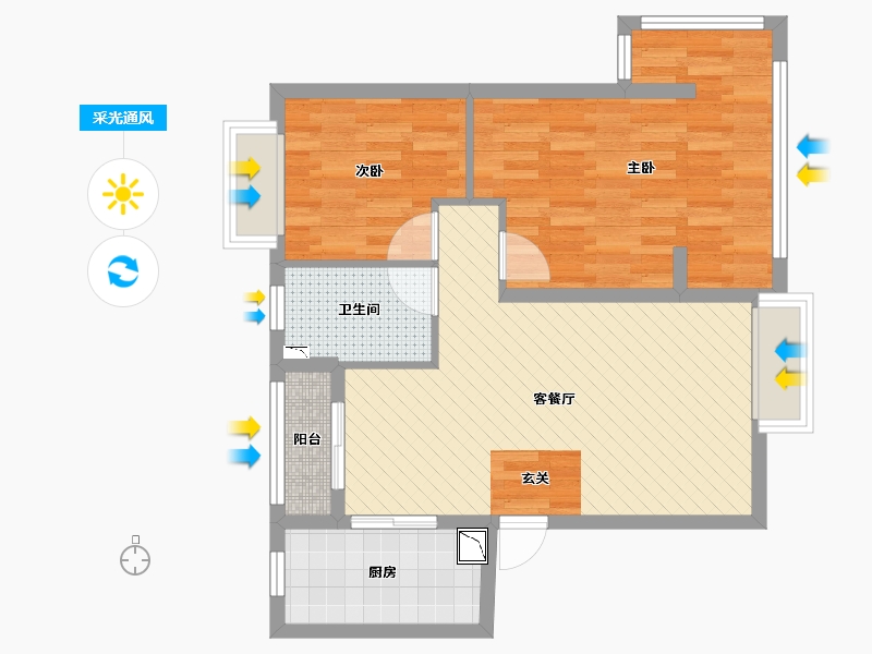 湖北省-武汉市-常青花园5小区-33栋-68.42-户型库-采光通风