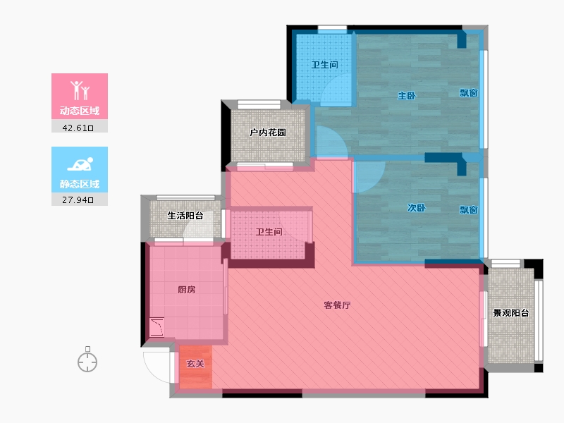 广东省-佛山市-鸿安御花园-70.43-户型库-动静分区