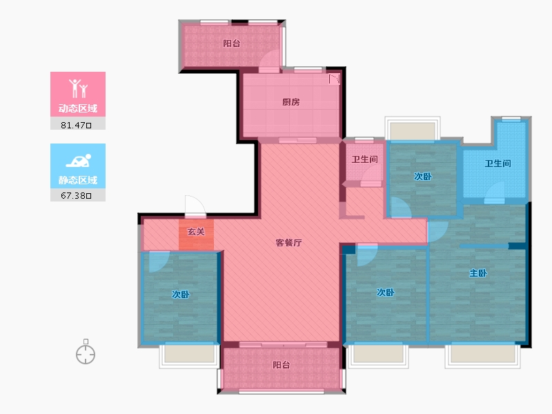 江苏省-盐城市-盐都区碧桂园二期-130.54-户型库-动静分区