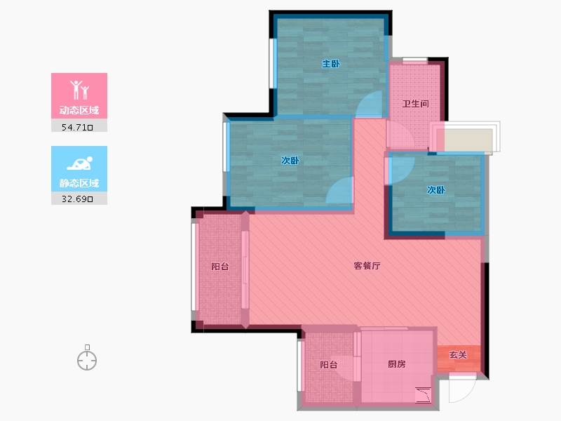 四川省-乐山市-翡翠国际君悦湾-76.31-户型库-动静分区