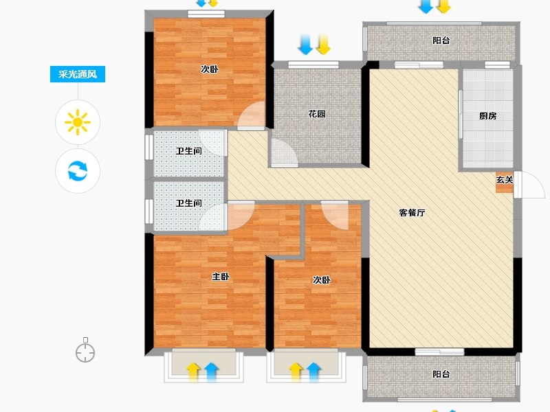 广东省-韶关市-碧桂园-110.92-户型库-采光通风