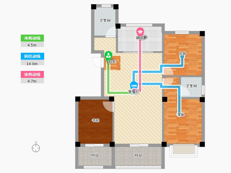 山东省-烟台市-金泽苑-94.82-户型库-动静线