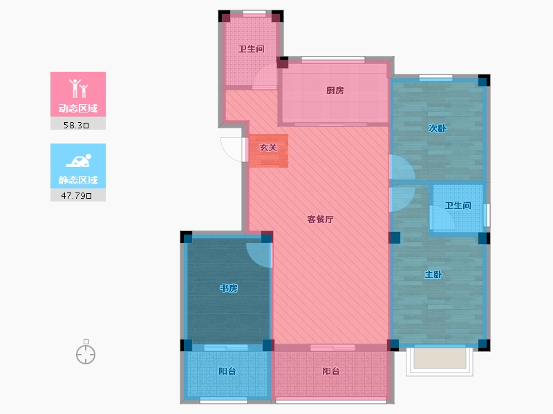 山东省-烟台市-金泽苑-94.82-户型库-动静分区