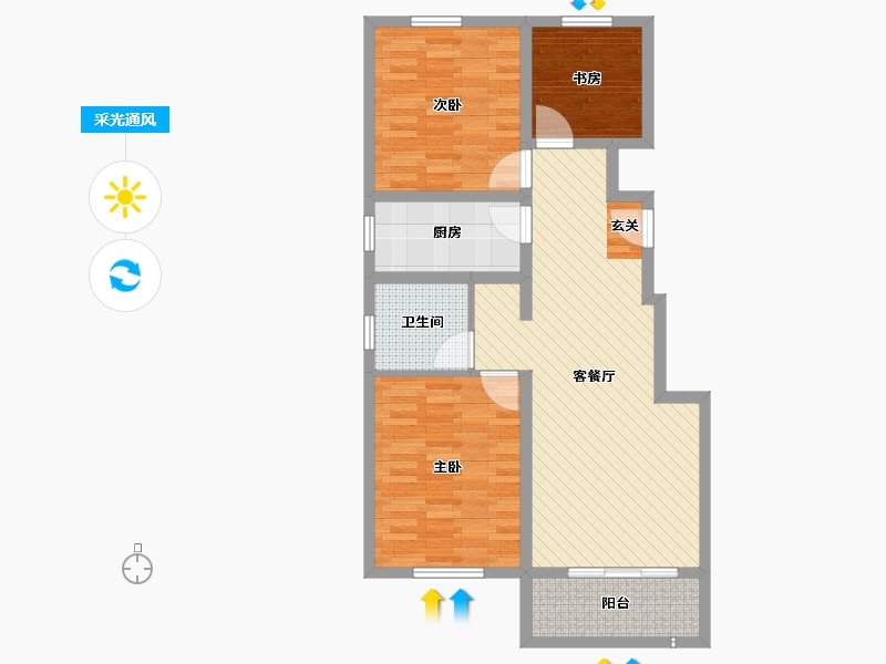 山东省-莱芜市-天晟上府-80.00-户型库-采光通风