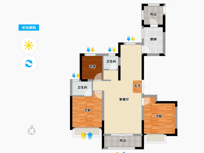 山东省-莱芜市-浦江水岸-92.76-户型库-采光通风