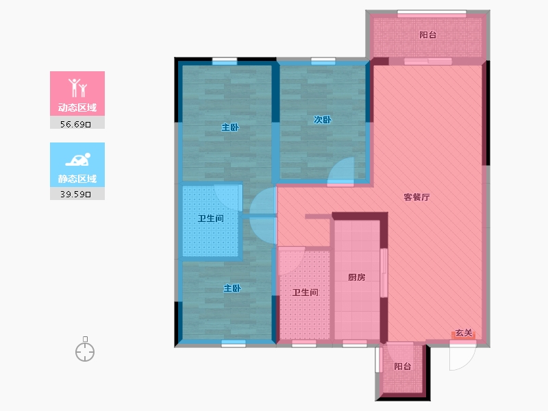 辽宁省-沈阳市-中海城尚城-83.68-户型库-动静分区