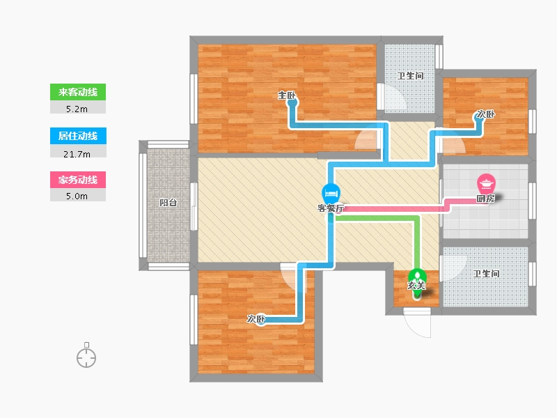 江苏省-无锡市-港欣花园-90.74-户型库-动静线