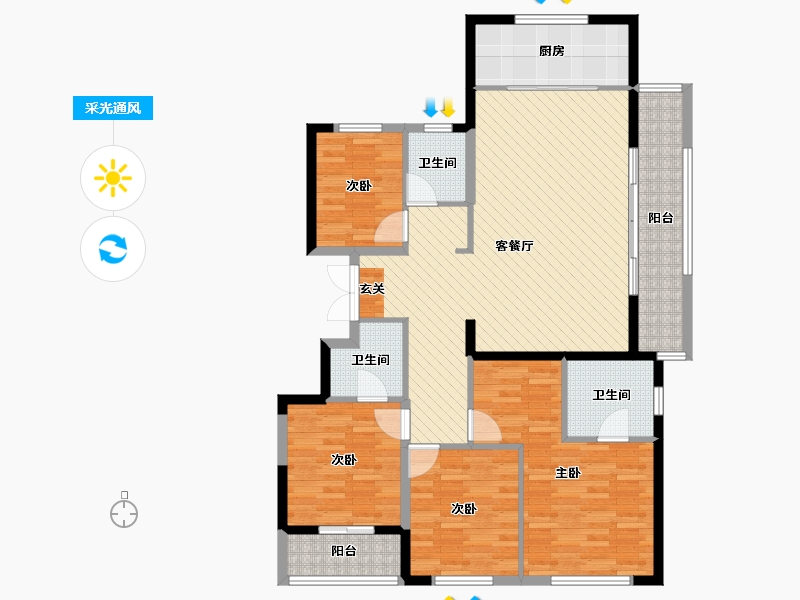 云南省-昆明市-金科江湖海-124.40-户型库-采光通风