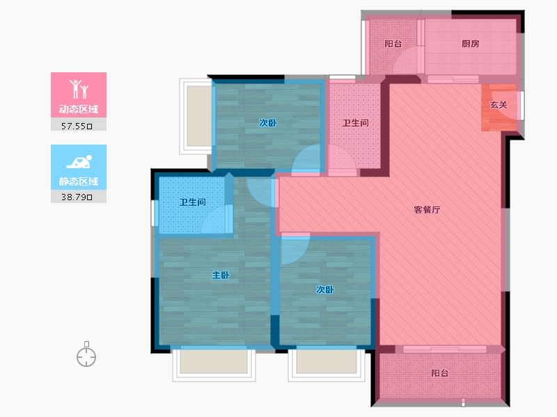 重庆-重庆市-朵力池上春天-82.79-户型库-动静分区