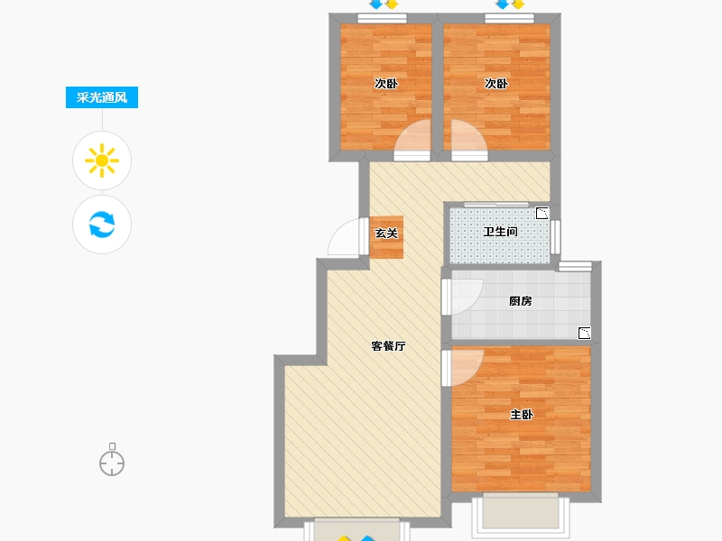 河北省-张家口市-八达岭孔雀城九期-60.00-户型库-采光通风