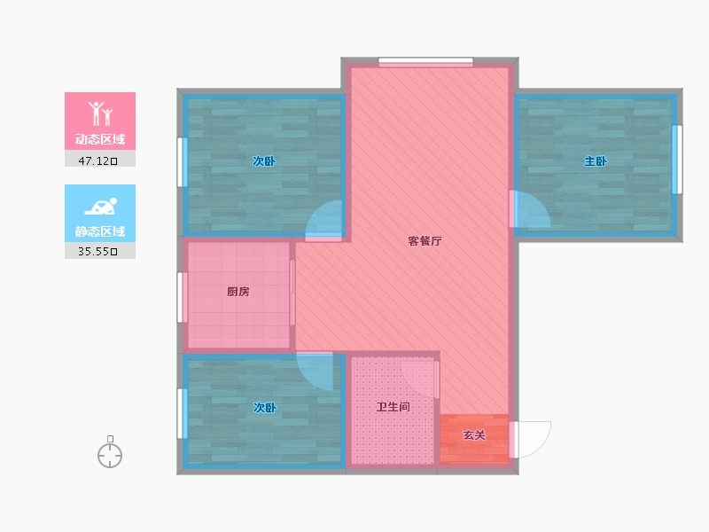 新疆维吾尔自治区-乌鲁木齐市-彩云名邸-73.11-户型库-动静分区