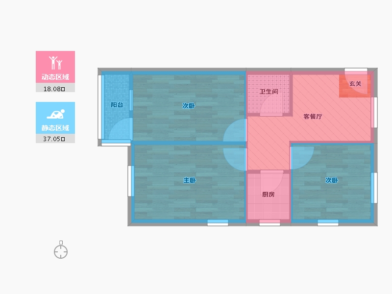 北京-北京市-裕中西里-48.65-户型库-动静分区