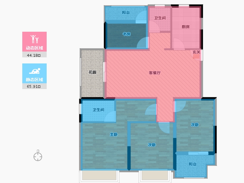 浙江省-台州市-伟星金色朝阳-102.57-户型库-动静分区