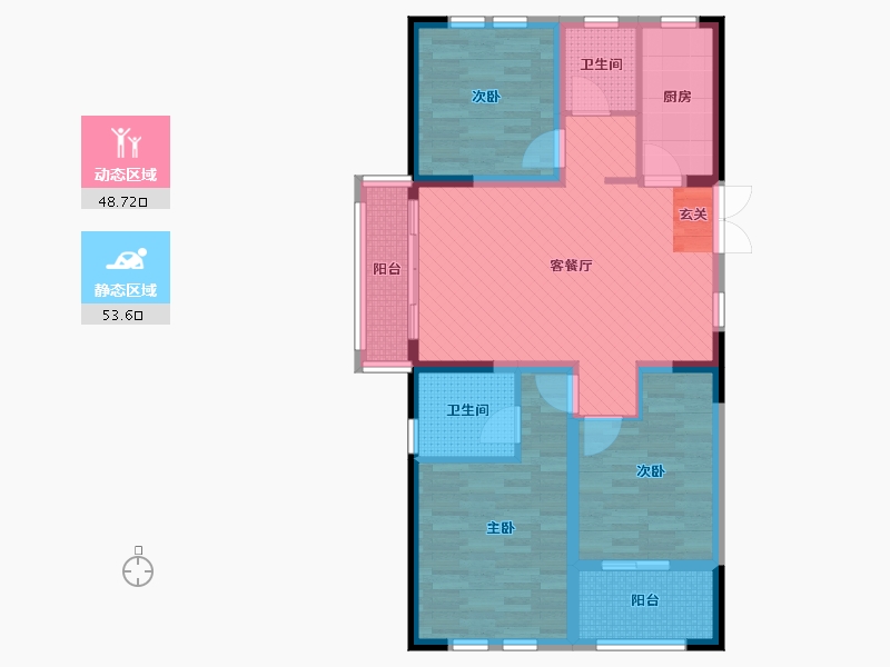 安徽省-阜阳市-水岸明珠新都-89.15-户型库-动静分区