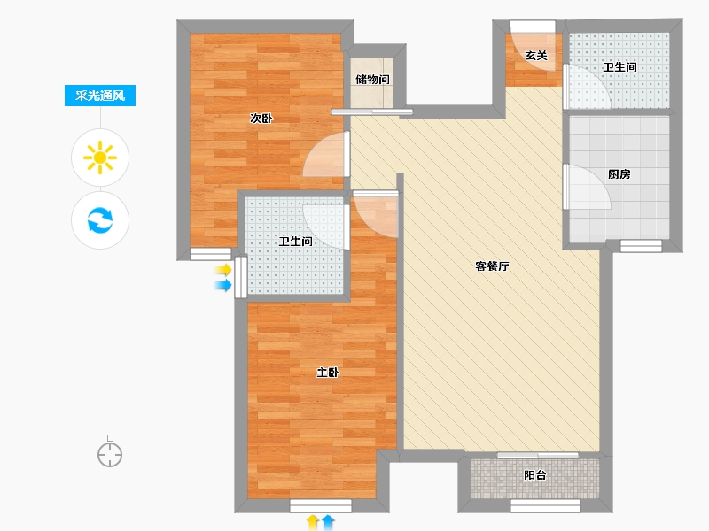 北京-北京市-K2清水湾-60.48-户型库-采光通风