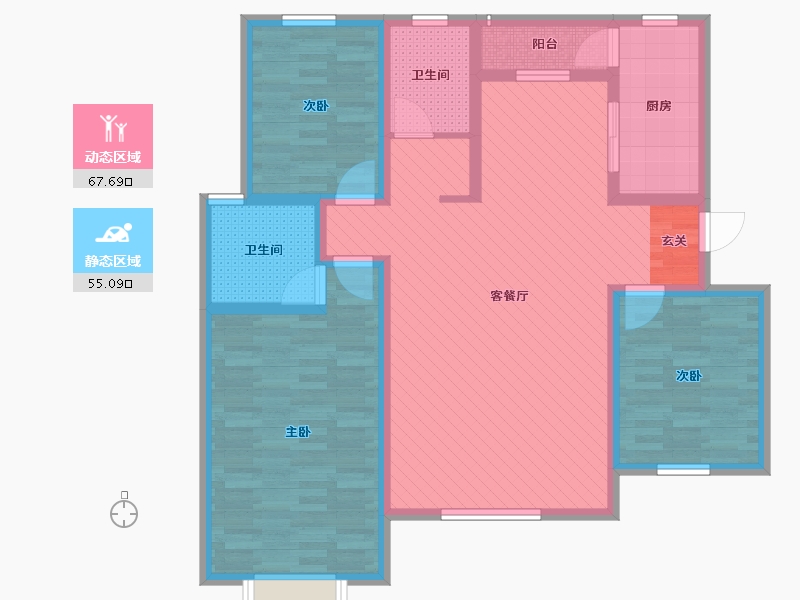 河南省-郑州市-意墅蓝山-108.07-户型库-动静分区