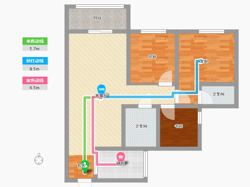 广东省-梅州市-鸿贵园-75.95-户型库-动静线