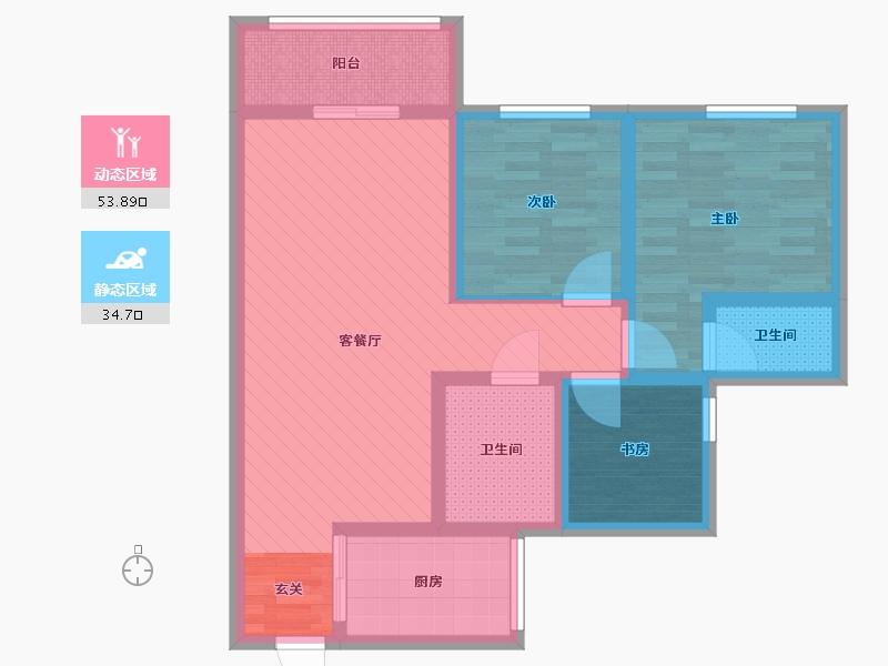 广东省-梅州市-鸿贵园-75.95-户型库-动静分区