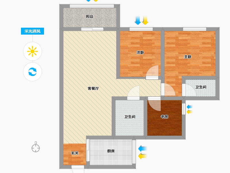 广东省-梅州市-鸿贵园-75.95-户型库-采光通风