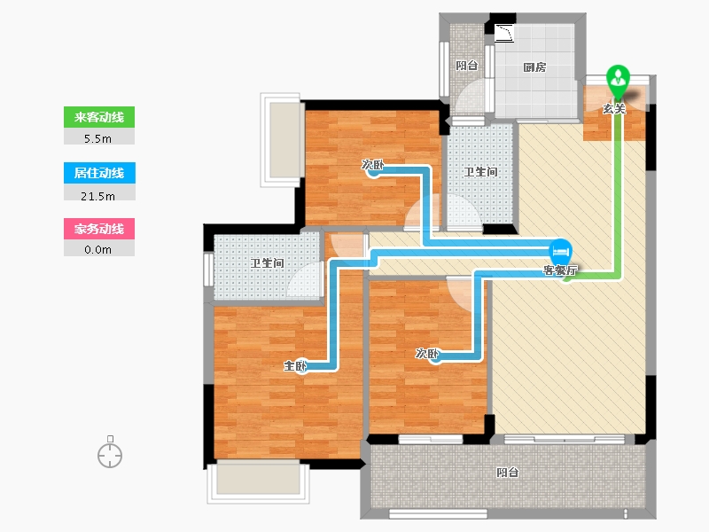 广西壮族自治区-玉林市-幸福里(二环北路)-91.05-户型库-动静线