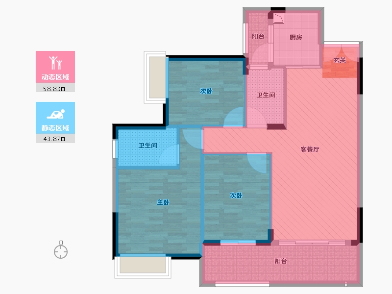 广西壮族自治区-玉林市-幸福里(二环北路)-91.05-户型库-动静分区