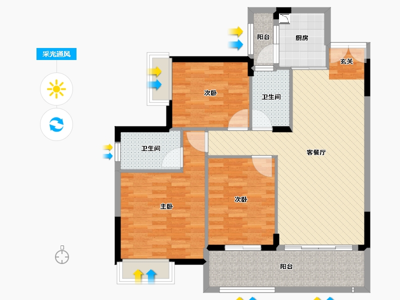 广西壮族自治区-玉林市-幸福里(二环北路)-91.05-户型库-采光通风