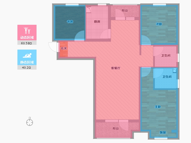 辽宁省-沈阳市-阳光100凤凰湾-88.00-户型库-动静分区