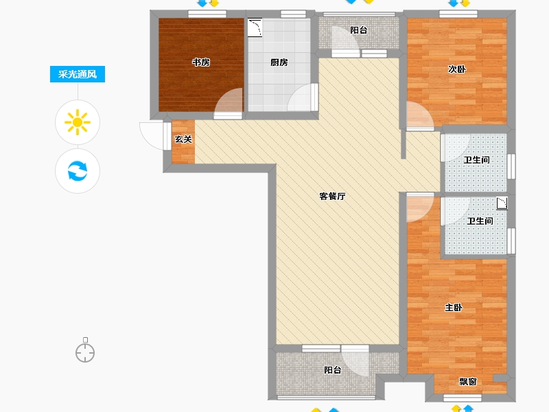 辽宁省-沈阳市-阳光100凤凰湾-88.00-户型库-采光通风