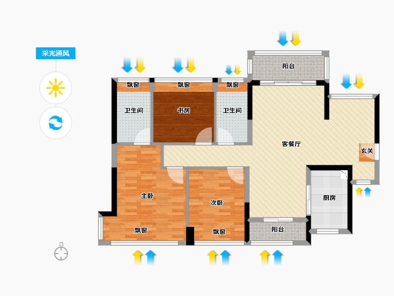 广东省-珠海市-碧水岸-100.55-户型库-采光通风