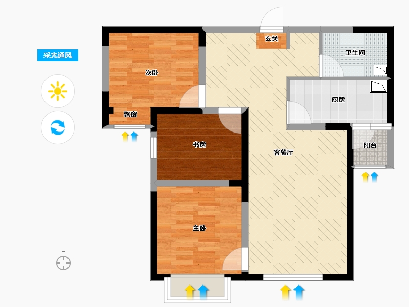 甘肃省-定西市-福门天鹅湾-70.80-户型库-采光通风