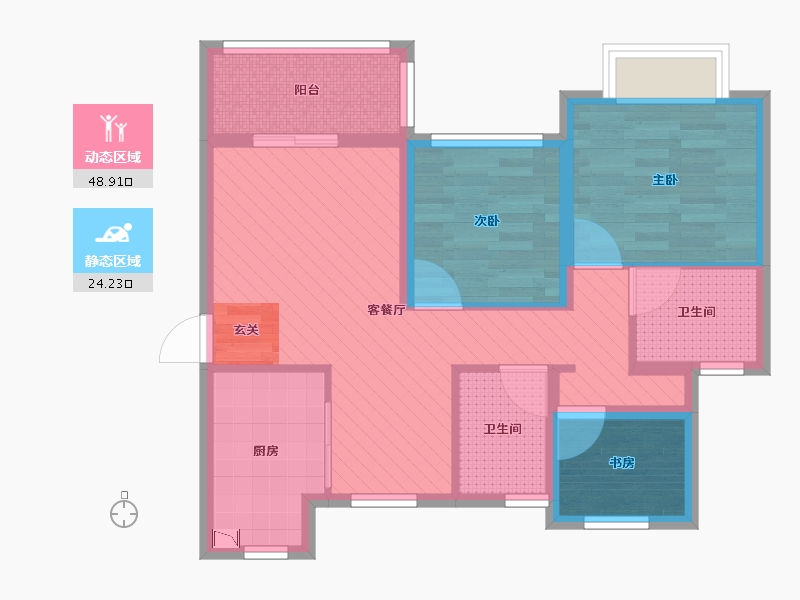 江苏省-苏州市-正荣悦岚山-62.88-户型库-动静分区