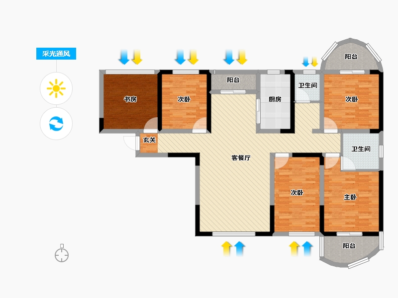 河南省-焦作市-盛世新天地-128.39-户型库-采光通风