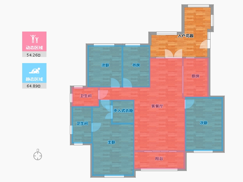 辽宁省-沈阳市-浦江御景湾-124.97-户型库-动静分区