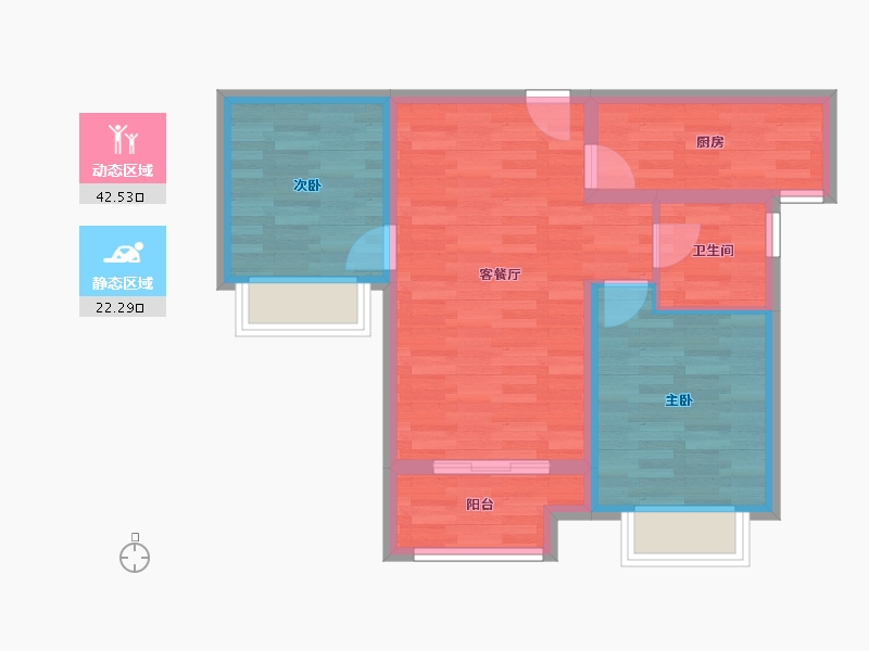 陕西省-西安市-远洋心里-57.34-户型库-动静分区