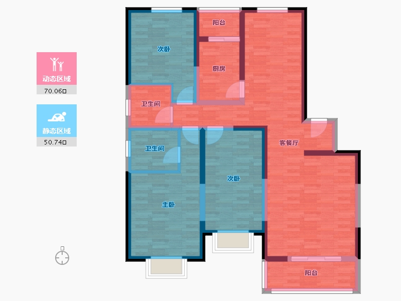 陕西省-西安市-紫薇田园都市-107.17-户型库-动静分区