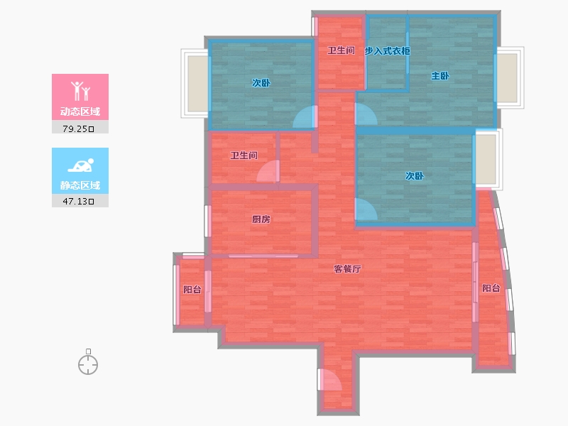 江苏省-泰州市-中天城市花园-113.41-户型库-动静分区