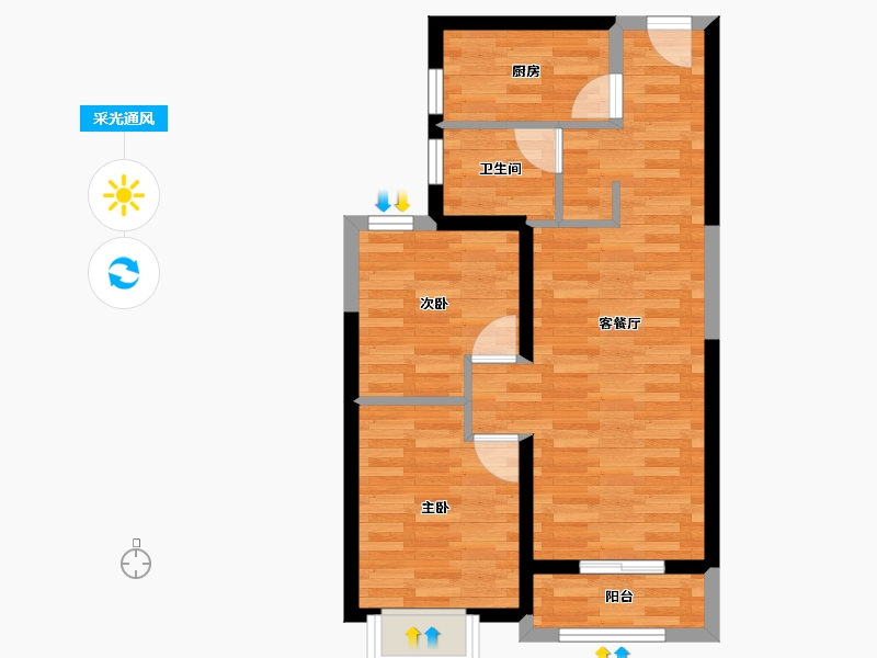 湖北省-武汉市-一江璟城-55.72-户型库-采光通风