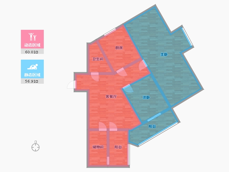 陕西省-西安市-融侨馨苑-103.57-户型库-动静分区