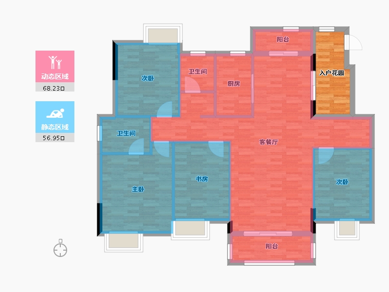 湖北省-武汉市-汤逊湖山庄四期-121.53-户型库-动静分区