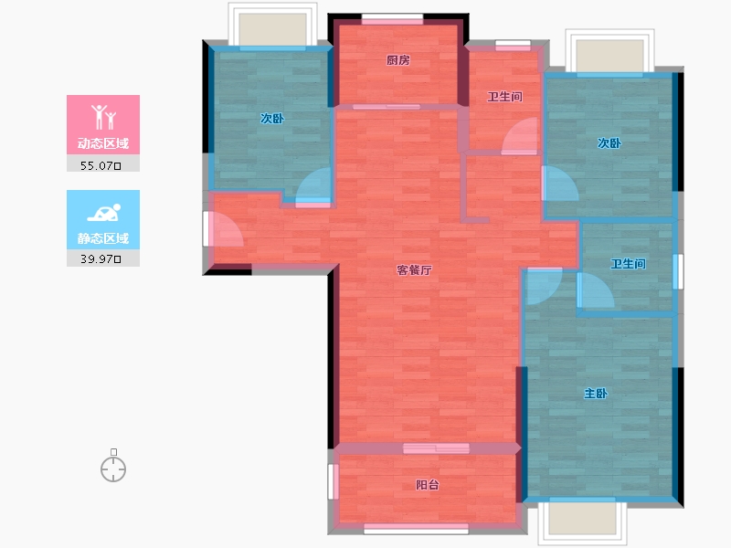 湖北省-荆门市-东方美地-85.53-户型库-动静分区